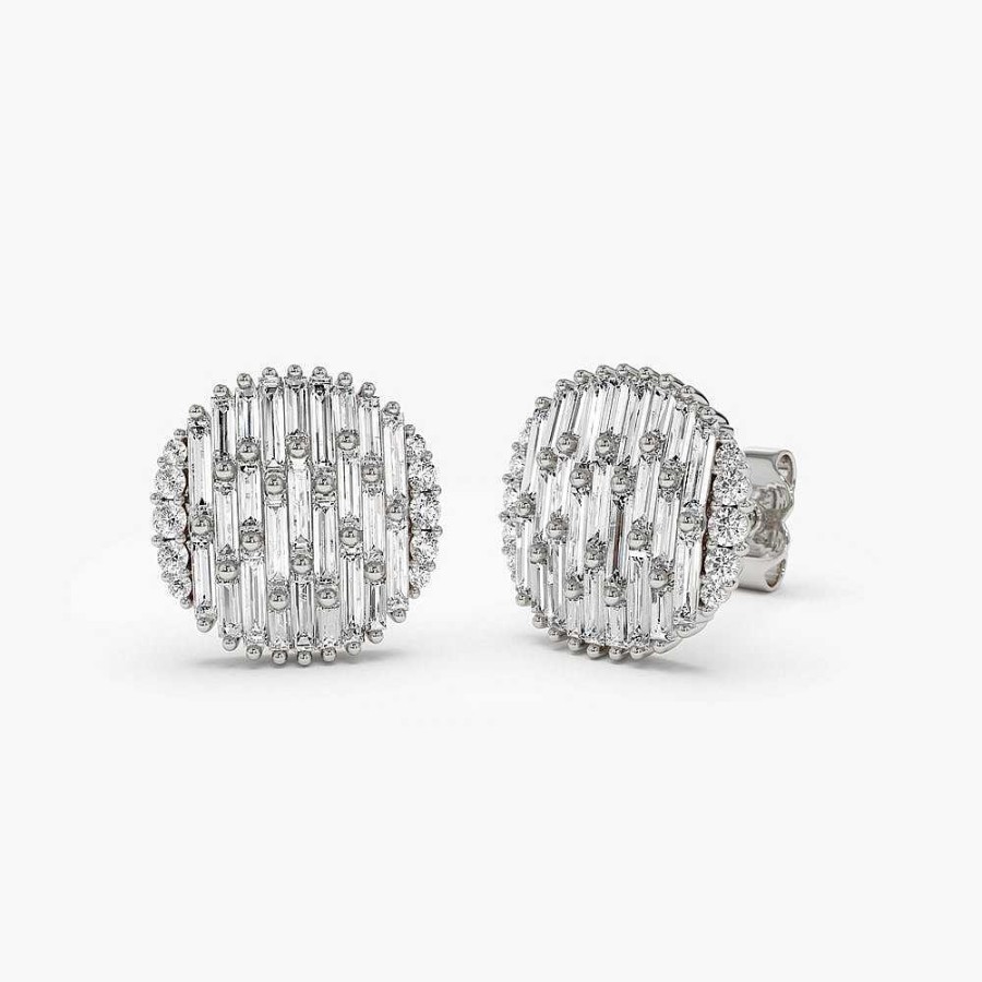 Earrings Ferkos Fine Jewelry | 14Kbaguette Diamond Needle Cut Statement Earrings