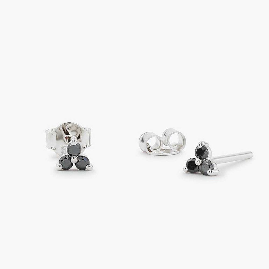 Earrings Ferkos Fine Jewelry | Tiny Black Diamond Trio Stud Earrings