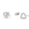 Earrings Ferkos Fine Jewelry | Mini Heart Earrings Diamond Studs