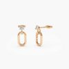 Earrings Ferkos Fine Jewelry | 14K Dainty Dangline Oval Link Diamond Earrings