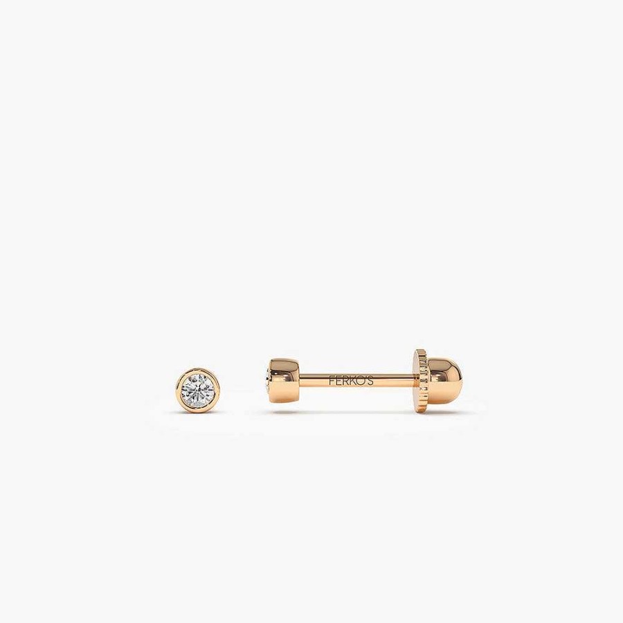 Earrings Ferkos Fine Jewelry | 14K Bezel Setting Diamond Stud Piercing