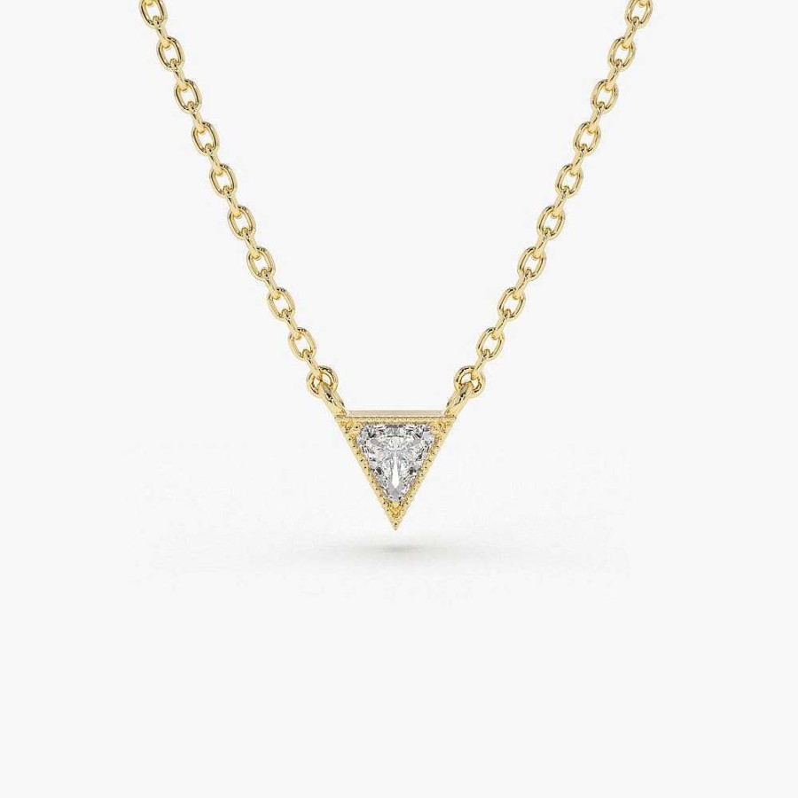 Necklaces Ferkos Fine Jewelry | Triangle Cut Diamond Solitaire Necklace