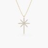 Necklaces Ferkos Fine Jewelry | 14K Solid Gold Celestial North Star Diamond Necklace