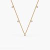 Necklaces Ferkos Fine Jewelry | 14K 2Mm Bead Necklace With Dangling Bezel Setting Diamonds