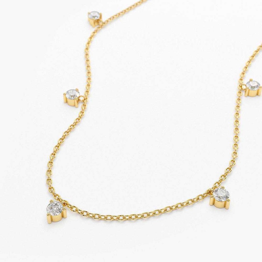 Necklaces Ferkos Fine Jewelry | 14K Dangling Diamond Solitaire Necklace