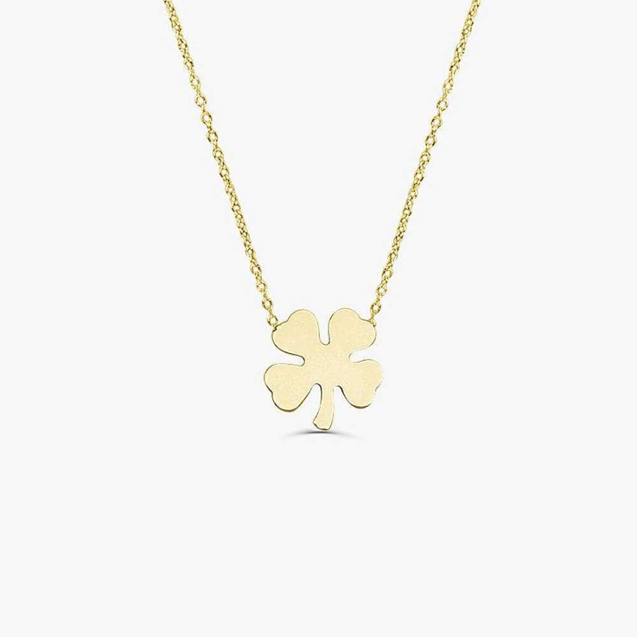 Necklaces Ferkos Fine Jewelry | 14K Four Leaf Clover Charm Necklace