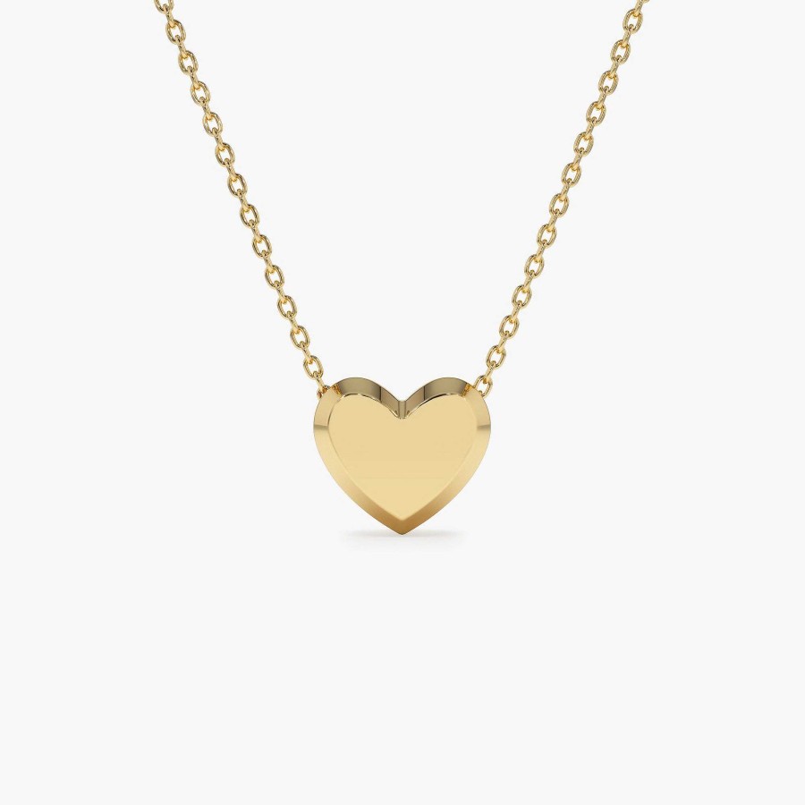 Necklaces Ferkos Fine Jewelry | 14K Puffed Heart Slider Necklace