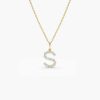 Necklaces Ferkos Fine Jewelry | 14K Medium Size Diamond Initial Necklace