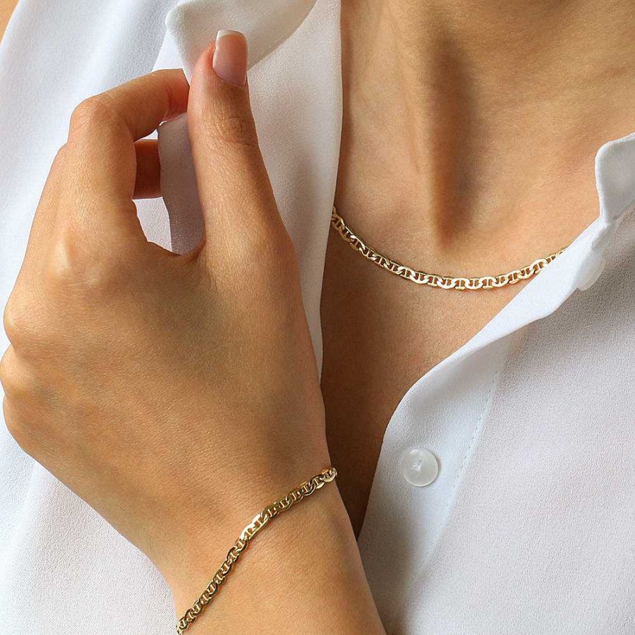 Bracelets Ferkos Fine Jewelry | 14K 3.5 Mm Mariner Chain Link Bracelet