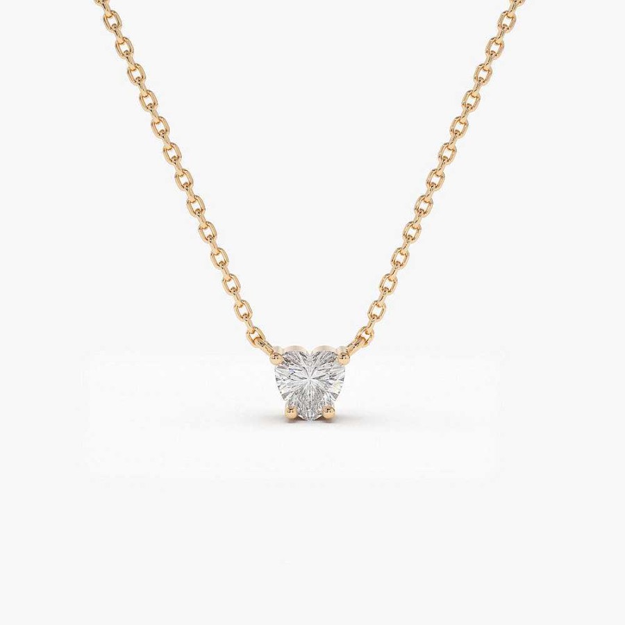 Necklaces Ferkos Fine Jewelry | 14K Heart-Shape Diamond Necklace