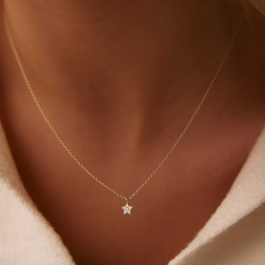 Necklaces Ferkos Fine Jewelry | Diamond Star Charm Necklace