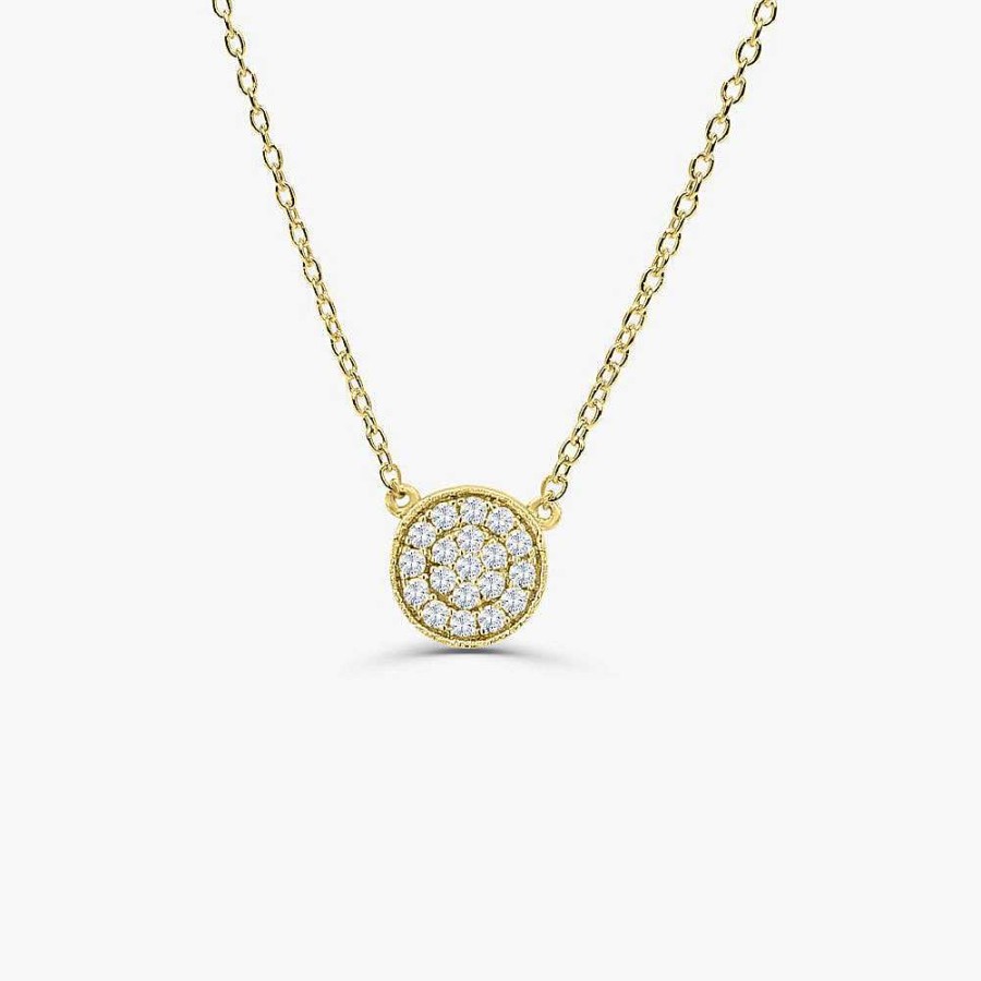 Necklaces Ferkos Fine Jewelry | Pave Diamond Disc Necklace