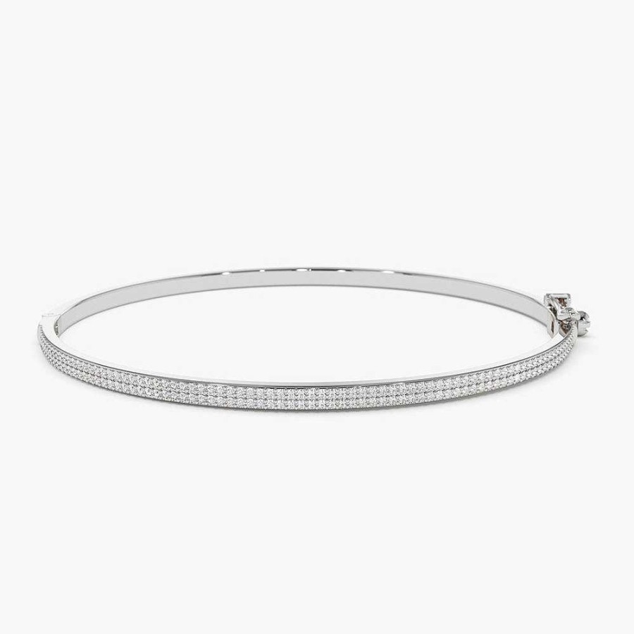 Bracelets Ferkos Fine Jewelry | 14K Two Row Pave Diamond Bangle Bracelet