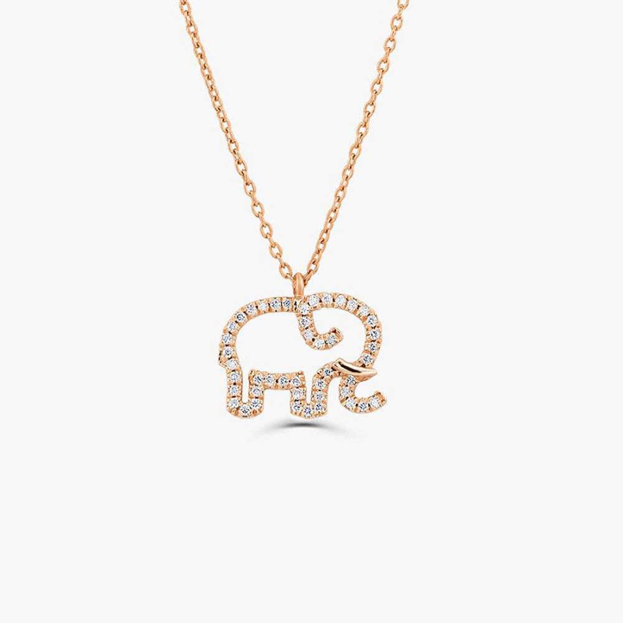 Necklaces Ferkos Fine Jewelry | Diamond Elephant Charm Necklace