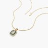 Necklaces Ferkos Fine Jewelry | 14K Baguette And Round Emerald Necklace With Halo Setting