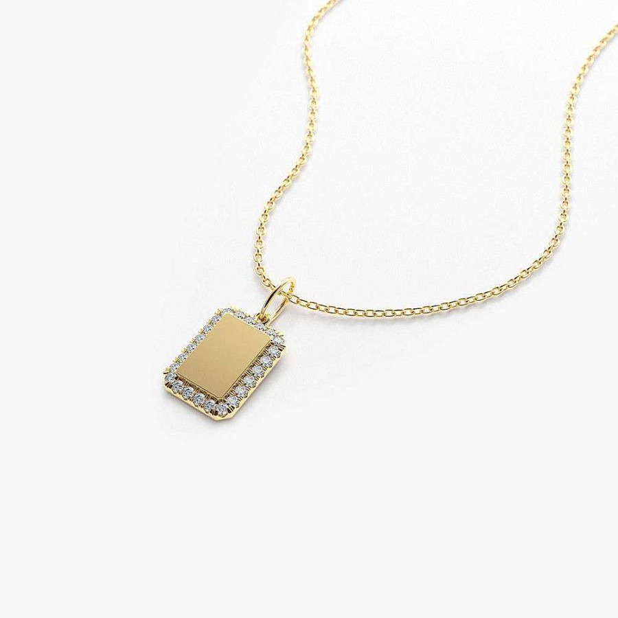 Necklaces Ferkos Fine Jewelry | Diamond Tag Initial Necklace