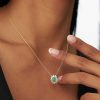 Necklaces Ferkos Fine Jewelry | 14K Oval Shape Emerald Necklace With Ballerina Baguettes