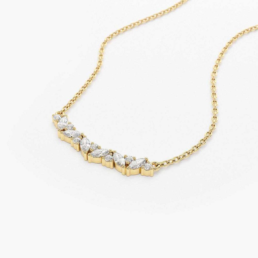 Necklaces Ferkos Fine Jewelry | Slanted Marquise And Round Diamond Necklace