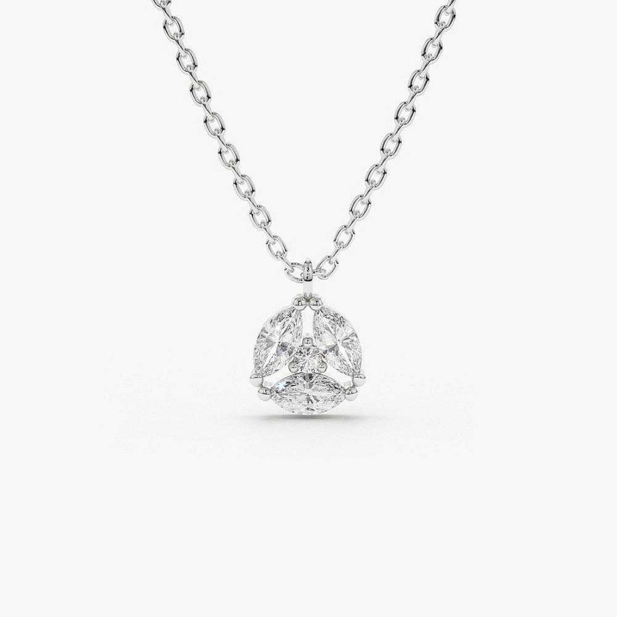 Necklaces Ferkos Fine Jewelry | 14K Marquise Diamond Cluster Necklace