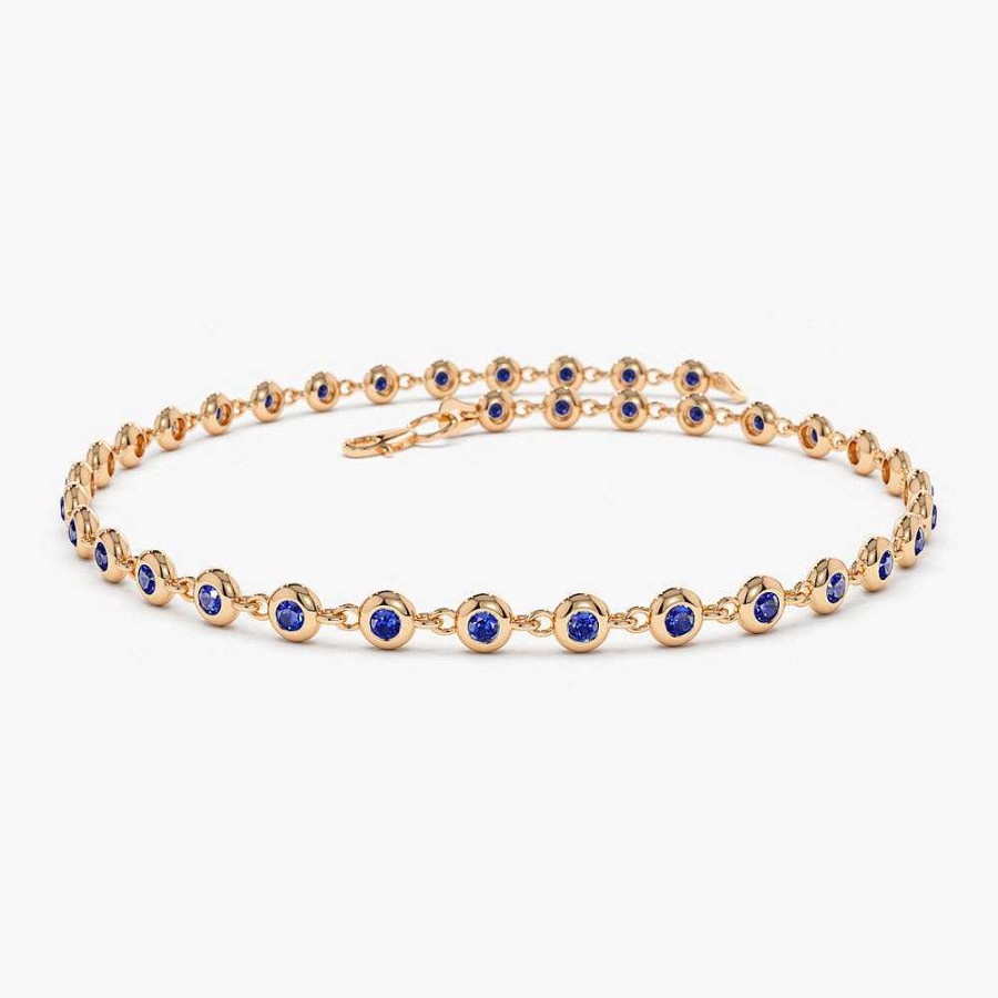 Bracelets Ferkos Fine Jewelry | 14K Bezel Set Sapphire Tennis Bracelet