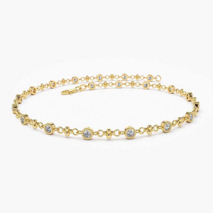 Bracelets Ferkos Fine Jewelry | 14K Bezel Setting Diamond With Milgrain Bracelet