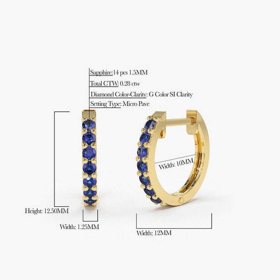 Earrings Ferkos Fine Jewelry | Sapphire Huggie Hoop Earrings