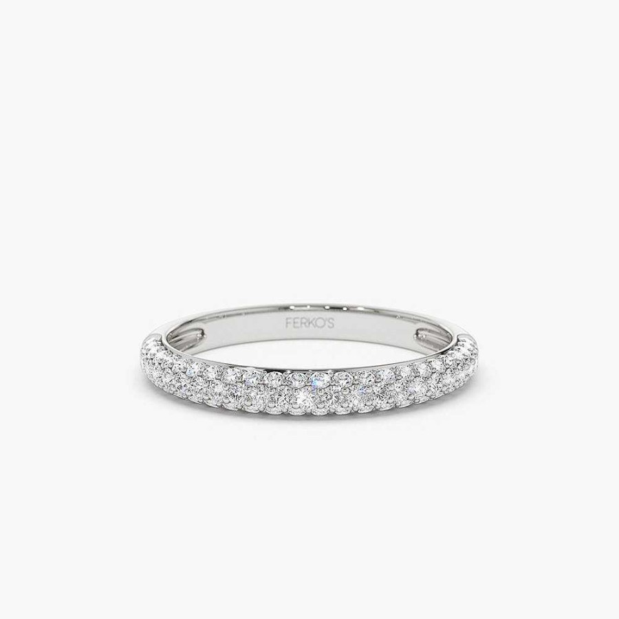 Rings Ferkos Fine Jewelry | 14K 3 Row Half Eternity Diamond Band