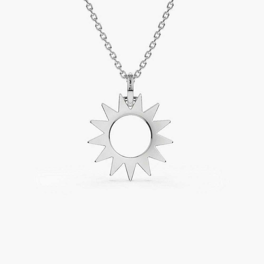 Necklaces Ferkos Fine Jewelry | 14K Solid Gold Sun Pendant Necklace