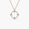 Necklaces Ferkos Fine Jewelry | 14K All Diamond Clover Circle Necklace