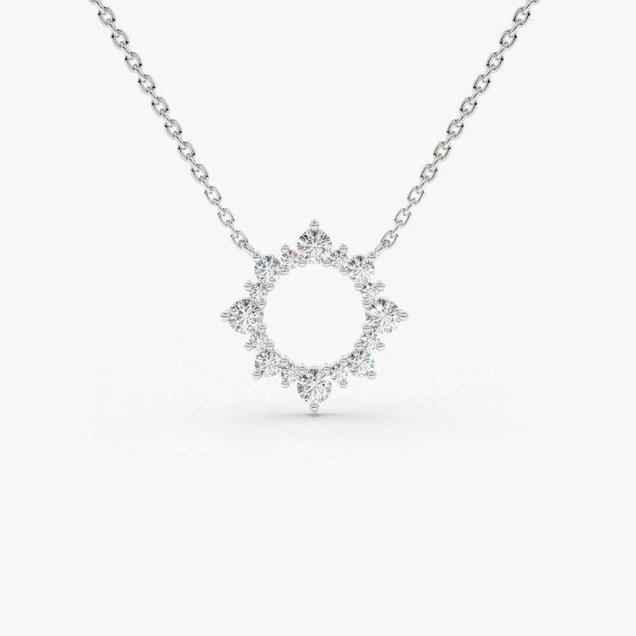 Necklaces Ferkos Fine Jewelry | Diamond Sun Circle Necklace