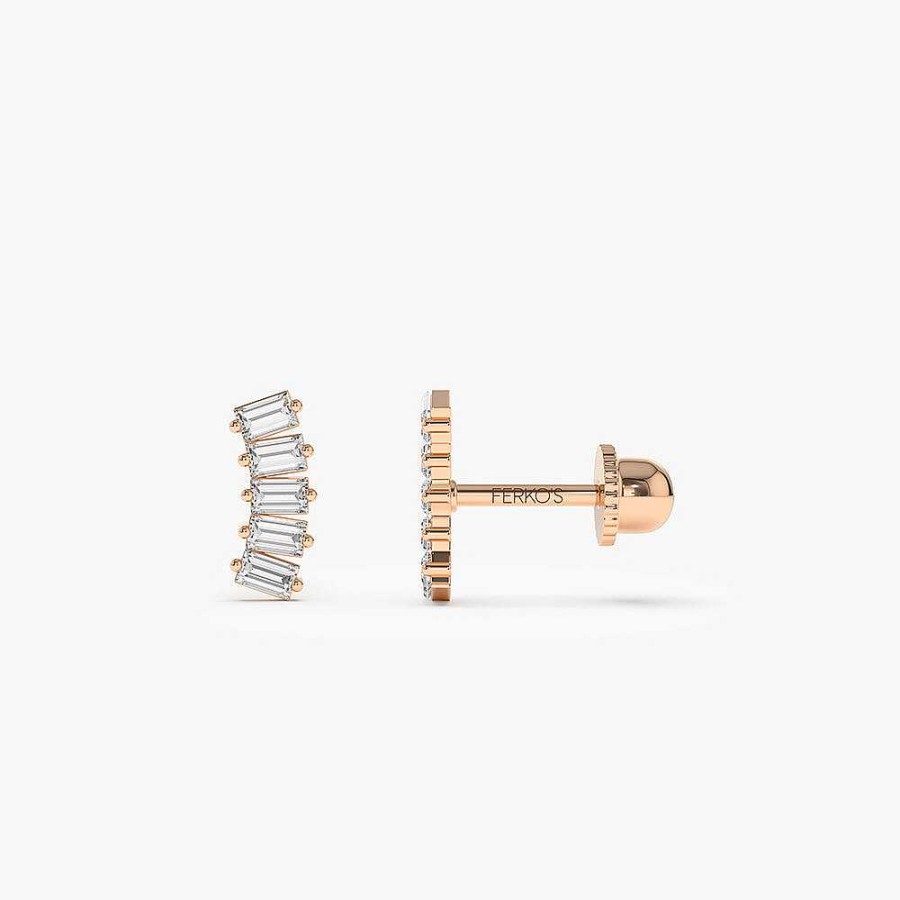 Earrings Ferkos Fine Jewelry | 14K Curved Baguette Helix Piercing