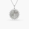 Necklaces Ferkos Fine Jewelry | 14K Baguette And Round Diamond Disc Ray Necklace