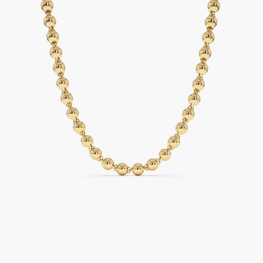 Necklaces Ferkos Fine Jewelry | 5 Mm Bead Necklace 14K Gold