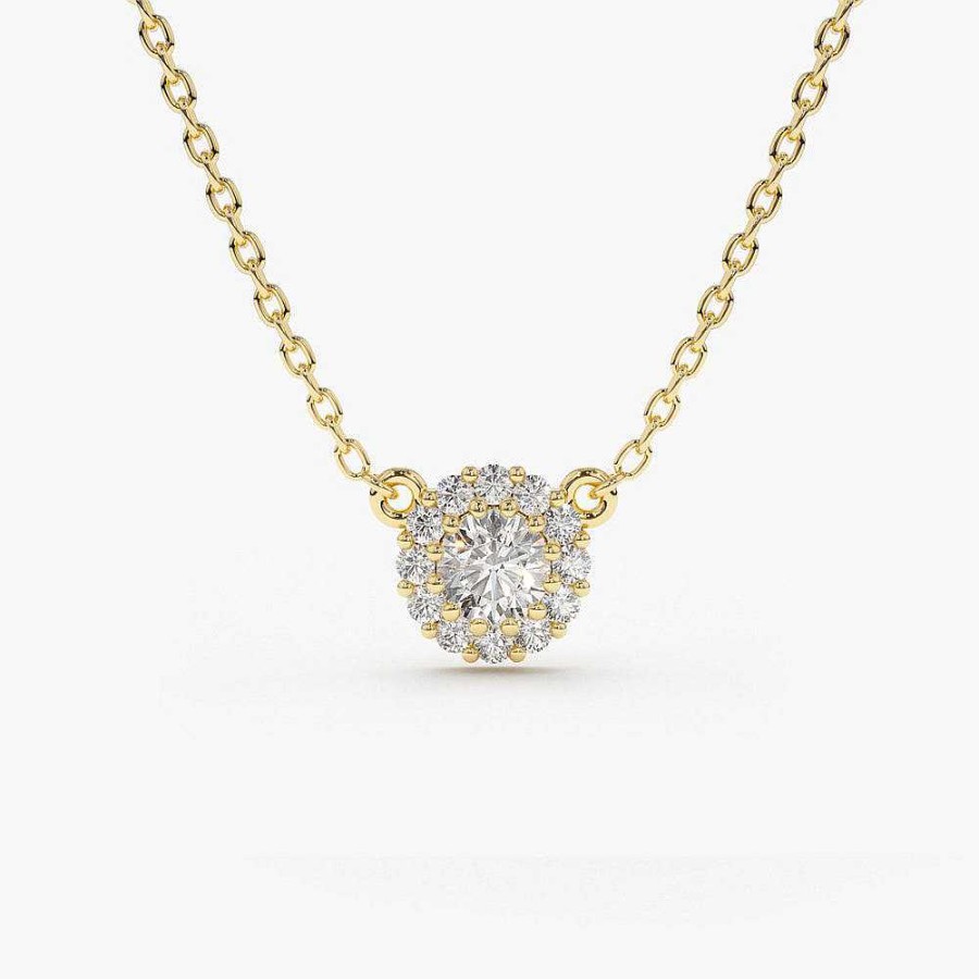 Necklaces Ferkos Fine Jewelry | Halo Diamond Necklace