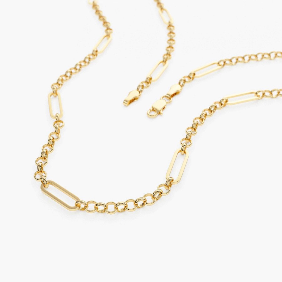 Necklaces Ferkos Fine Jewelry | Rolo Paperclip Chain Necklace 14K Gold