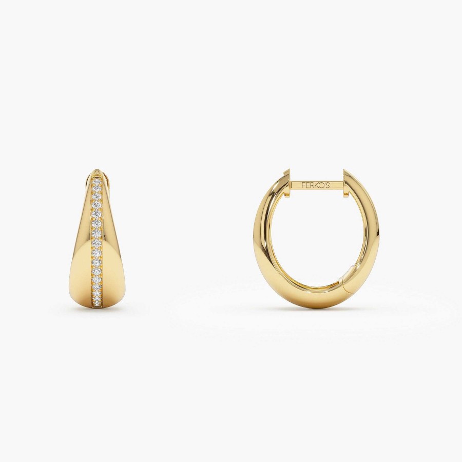 Earrings Ferkos Fine Jewelry | Teardrop Diamond Hoop Earrings