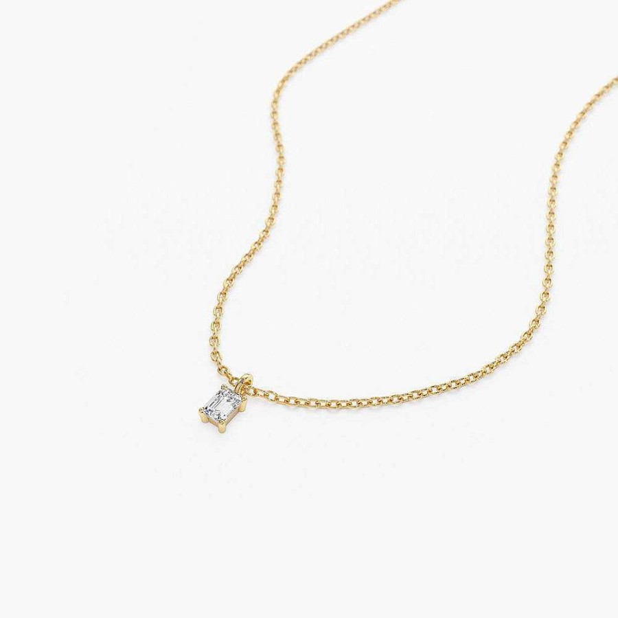 Necklaces Ferkos Fine Jewelry | 14K Emerald Cut Diamond Solitaire