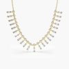 Necklaces Ferkos Fine Jewelry | 14K Baguette And Round Diamonds Statement Piece Necklace