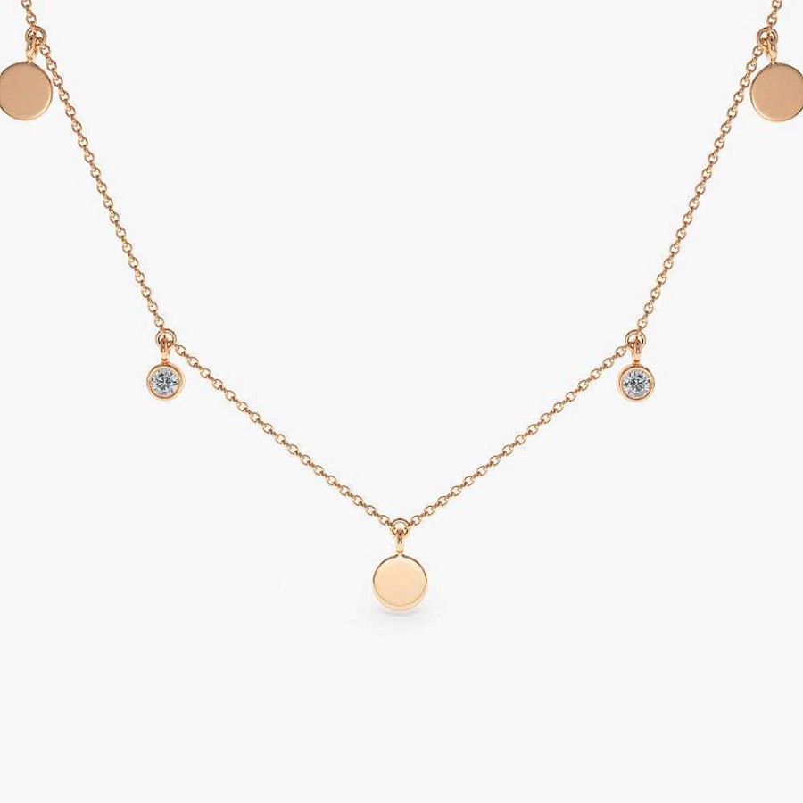 Necklaces Ferkos Fine Jewelry | Dangling Diamond Disc Necklace