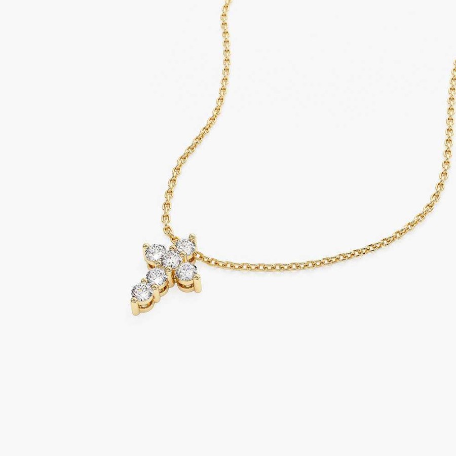 Necklaces Ferkos Fine Jewelry | 14K Large Diamond Cross