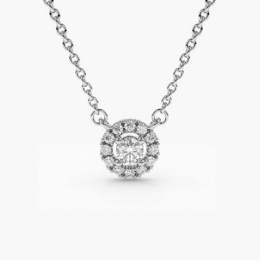 Necklaces Ferkos Fine Jewelry | Mini Diamond Halo Necklace