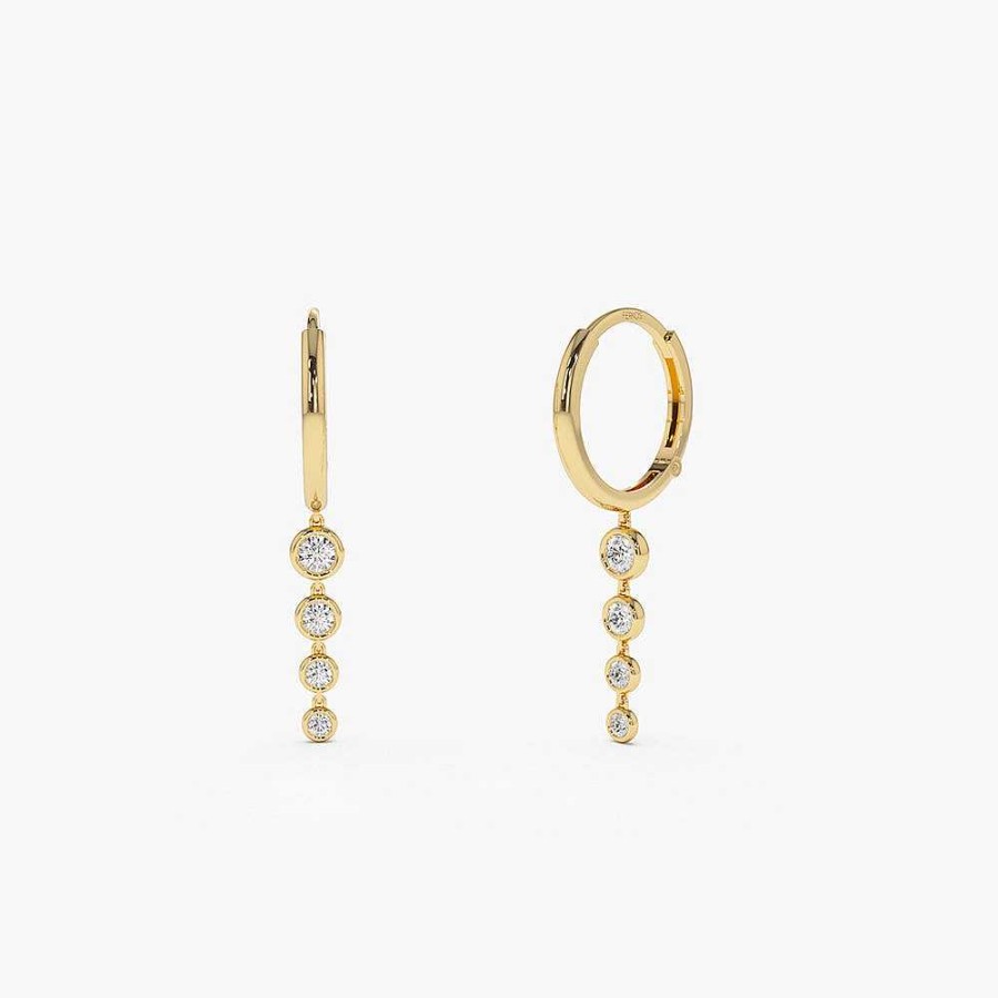 Earrings Ferkos Fine Jewelry | 14K Dangling Diamond Drop Earrings