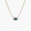 Necklaces Ferkos Fine Jewelry | 14K Marquise Emerald With Halo Diamond Setting