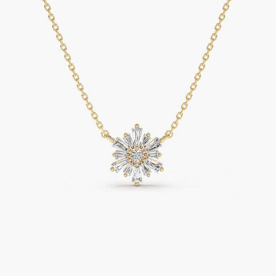 Necklaces Ferkos Fine Jewelry | 14K Tapered Baguette Diamond Necklace