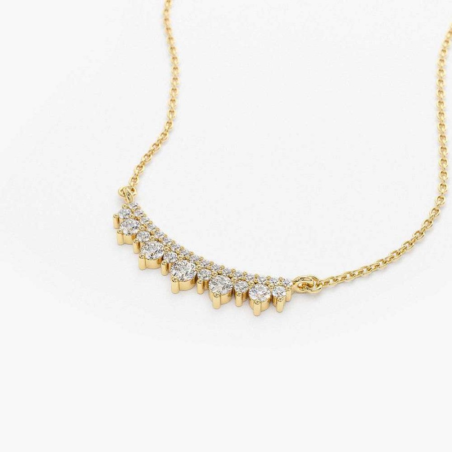 Necklaces Ferkos Fine Jewelry | Curved Bar Diamond Necklace