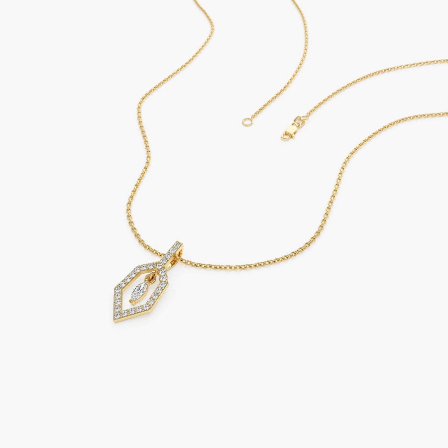 Necklaces Ferkos Fine Jewelry | 14K Marquise Shape Dangle Diamond Necklace