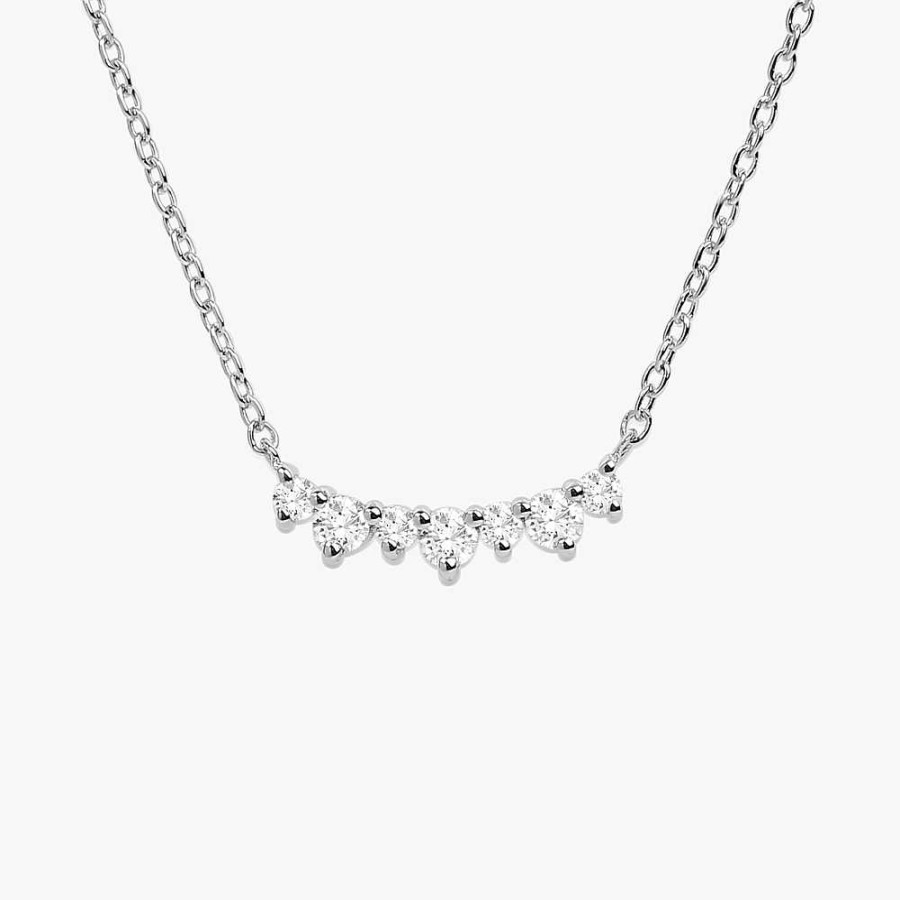 Necklaces Ferkos Fine Jewelry | Curved Diamond Cluster Necklace