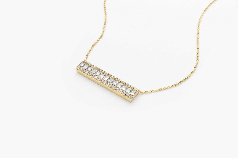 Necklaces Ferkos Fine Jewelry | Baguette Diamond Horizontal Necklace