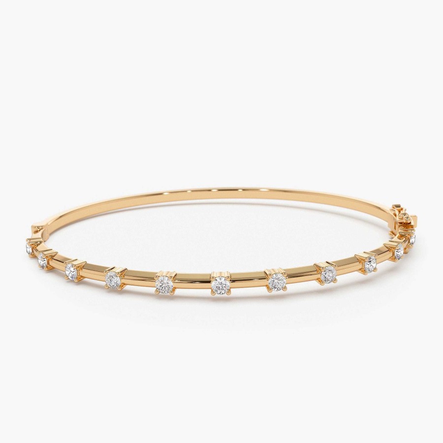 Bracelets Ferkos Fine Jewelry | 14K 0.50 Ctw Diamond Bar Bangle Bracelet