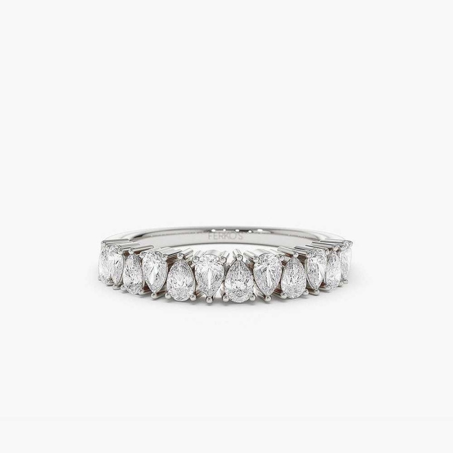 Rings Ferkos Fine Jewelry | 14K Pear Shape Half Eternity Diamond Band